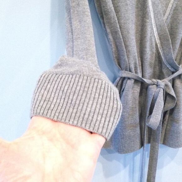 Banana Republic Womens Belted Cardigan Size XS Cotton Grey Coquette Y2K Classic - Picture 7 of 8